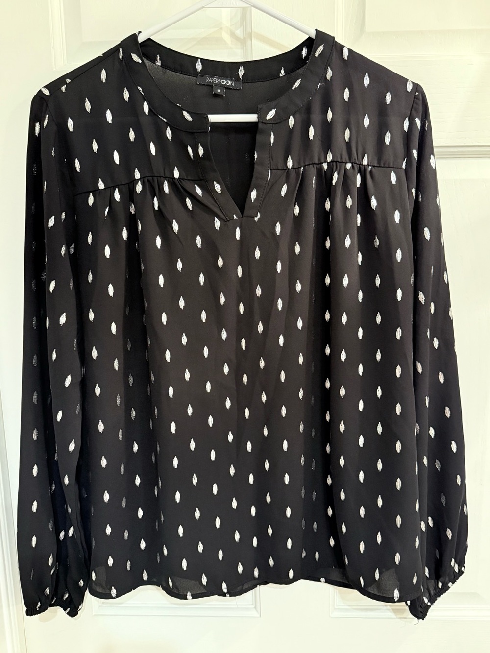 Papermoon | Black & Silver Long Sleeve Blouse | Size Medium
